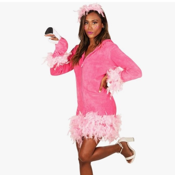 Tipsy Elves Halloween Adult Women's Zip Up Flamingo Halloween Costume - Picture 1 of 6